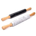 100% Marble Stone Rolling Pin 18 inch With Smooth Wooden Handles